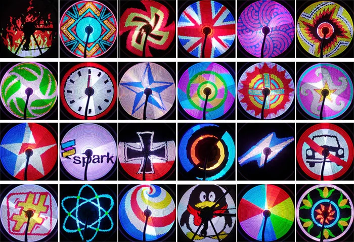 YQ8003 DIY Programmable Bicycle Spoke Bike Wheel LED Light Double Sided Screen Display Image for Night Cycling
