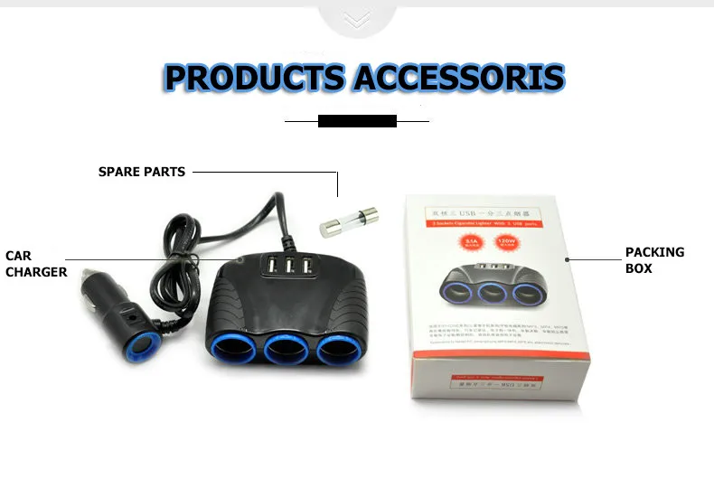3 Sockets Cigarette Lighter With 3 USB ports28