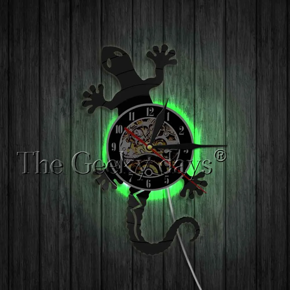 Salamander геккон ящерица виниловые настенные часы Античная Природа Дикие животные персональный арт Настенный декор часы 3D настенные часы
