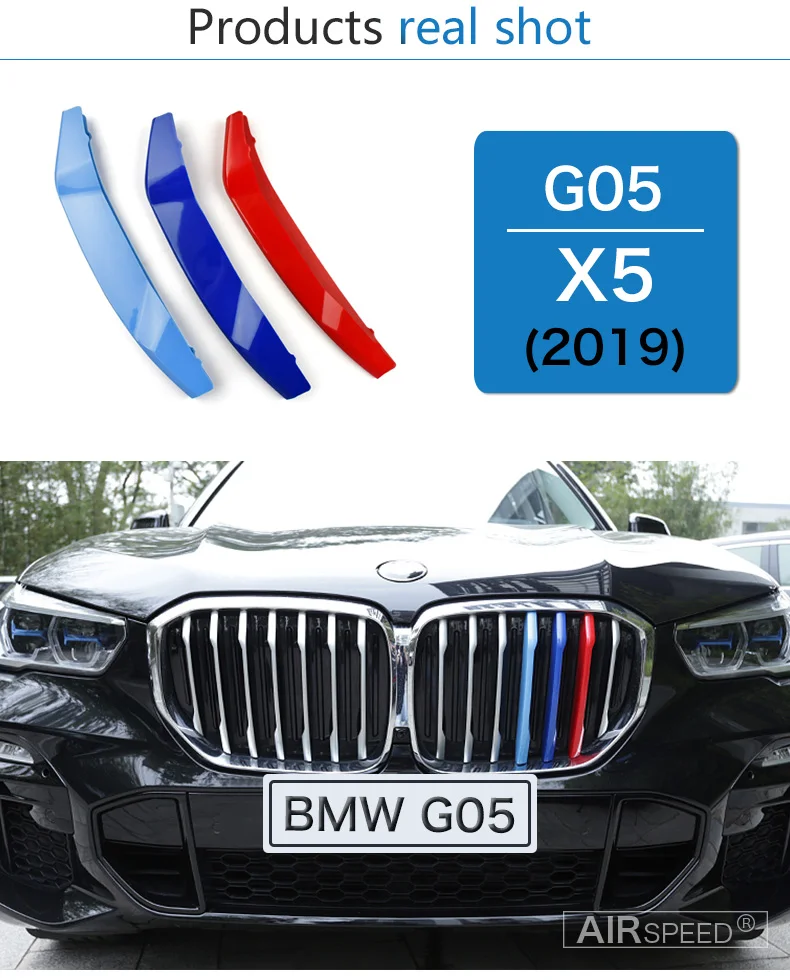 Airspeed 3D M Styling for BMW X5 G05 Accessories 2019 ABS Car Front Grille Cover Trim Grill Motorsport Strip Decoration Stickers (6)