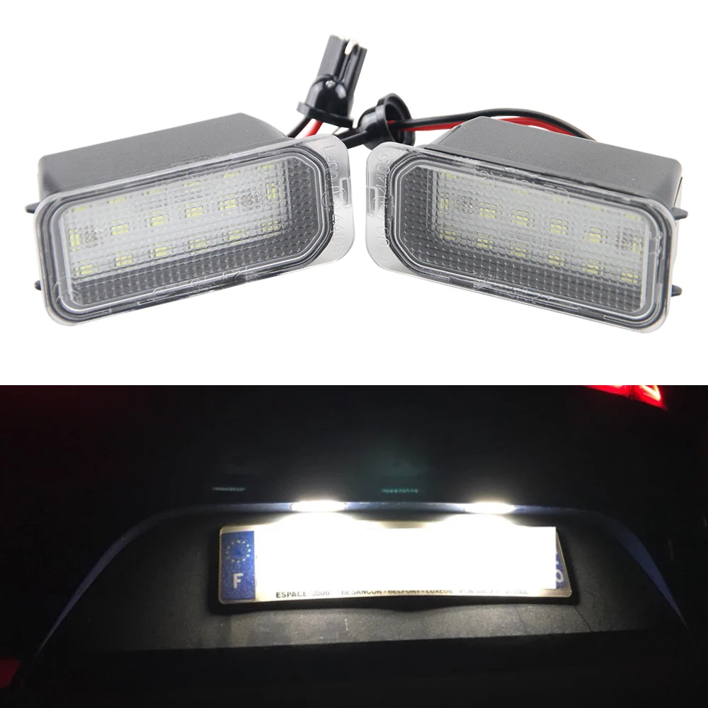 1Pair Led License Number Plate Light 18 SMD LED Lamps Replace For Ford Fiesta S-MAX Crand C-max Kuga Mondeo Canbus 2x 18 smd led license plate light module for opel vauxhall vectra c estate caravan