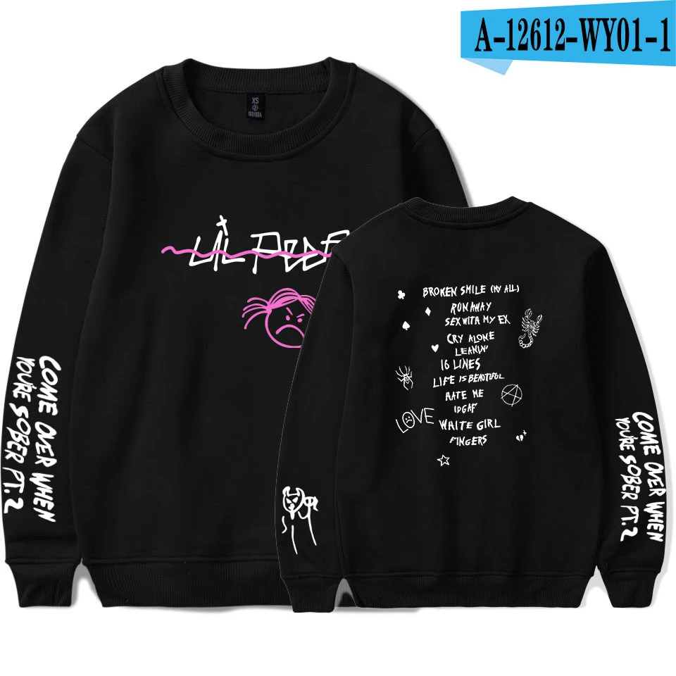 Rep Lil Peep Женская и мужская весенняя одежда новая горячая распродажа Harajuku монолитным длинным рукавом толстовки с принтом Kpops Толстовка Мода 4XL - Цвет: Лаванда