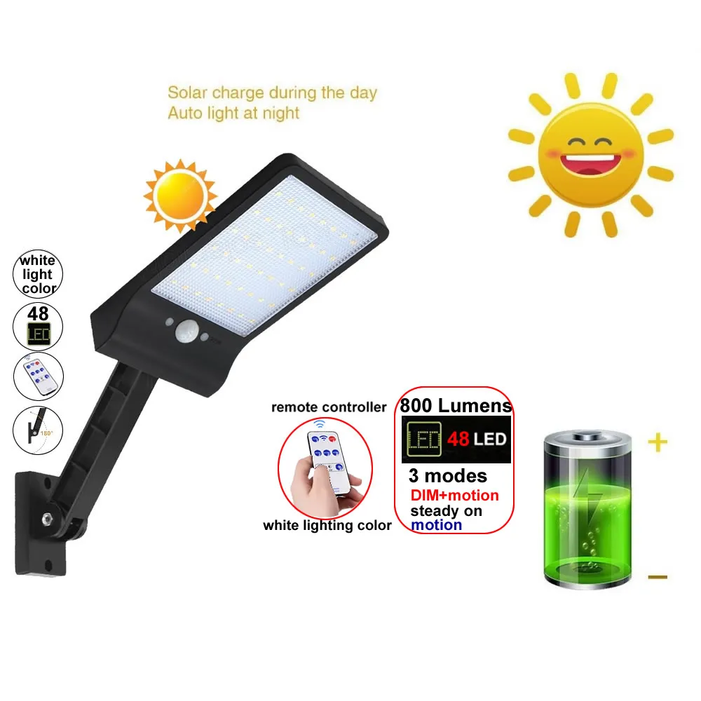 

48 LED Solar Light Outdoor Waterproof Motion Sensor SMD 2835 IP65 g Decor Garden Powered Securit Lamps