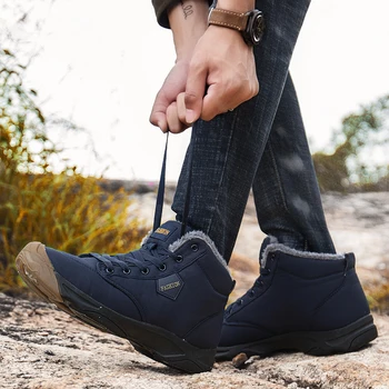 

Men Winter Boots Warm Comfortable Waterproof Lace Up Big Size High Quality Male Ankle Boots Fashion Couple Casual Shoes