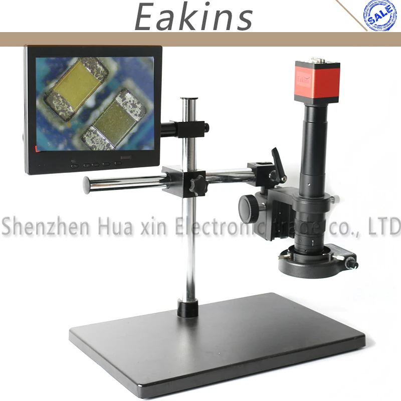 

HDMI VGA Digital Microscope Camera Set+Big Boom Stereo Table Stand+180X C-MOUNT Lens+LED Light+Universal bracket+56 LED+8" LCD