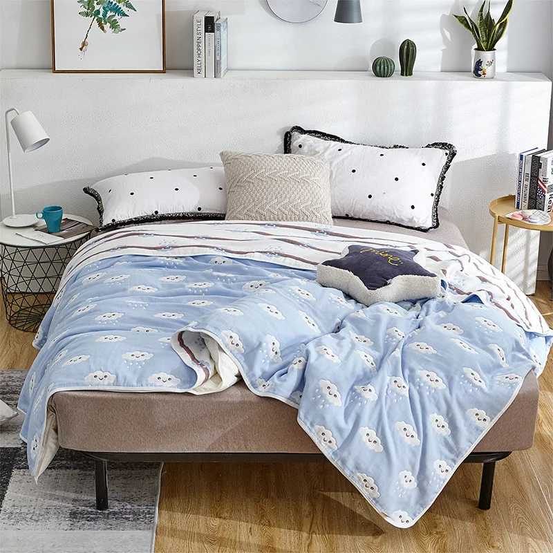 

Summer Gauze banket towel printed throw boy girl 200*240cm bed quilt thin duvet couldy flower gauze bed quilt home bedding cover