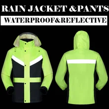 Высокая видимость транзитная дорога куртка и брюки разделенный дождевик с отражающие ленты дождевик костюм непромокаемая куртка и брюки M-3XL