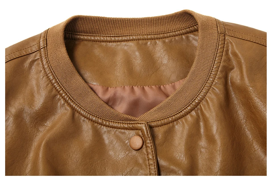 ESCALIER, осенняя кожаная куртка для женщин, повседневная, с длинным рукавом, на пуговицах, тонкие, базовые куртки,, модная, из искусственной кожи, куртка-бомбер, Femininas