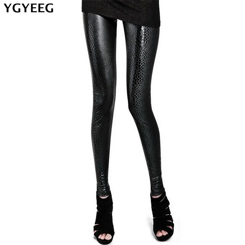 

YGYEEG Fashion Pencil Leggings Women Sexy Snake Pant Girl Skinny Pants Gray Pink Black White Printed Elastic Waist 2020 Leggings