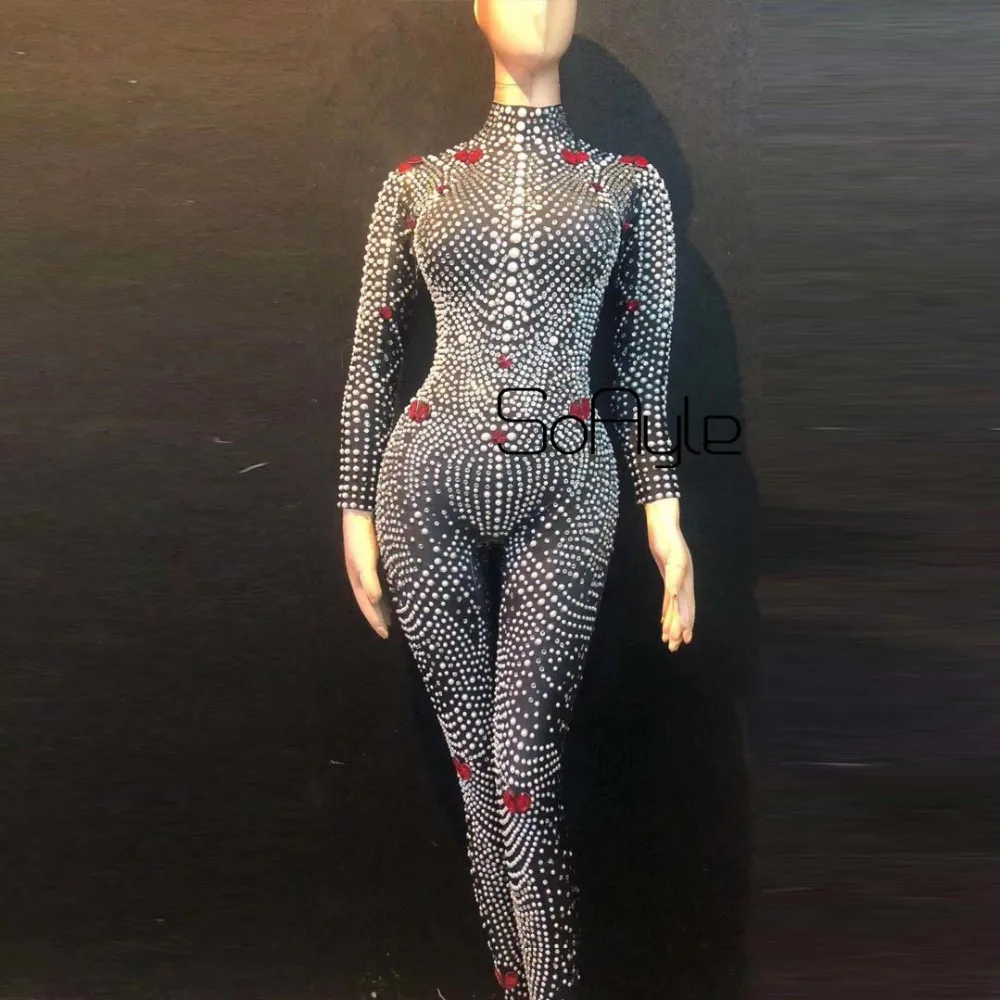 Spectacle Salopette Femmes Discothèque 2019 Noir Body Chanteuse Perles De Livraison Déguisement Extensible Leggings Soayle Strass qxZwYX7cff
