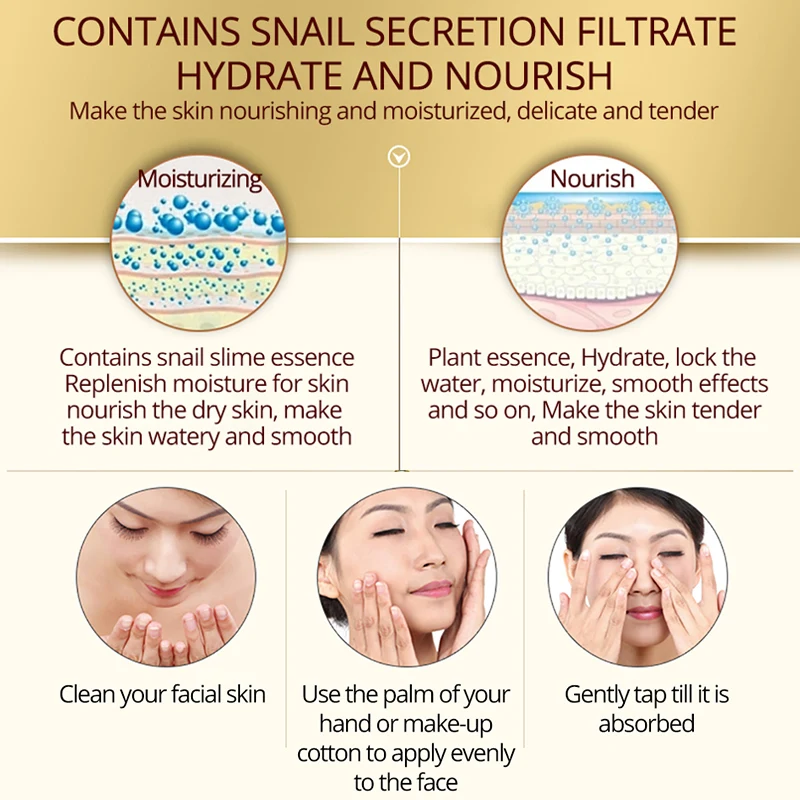 Snail Face Serum Hyaluronic Acid liquid whitening Anti-aging Anti Wrinkle Firming Essence miracle glow natural skin care IMAGES