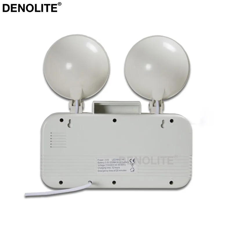 DENOLITE двухголовый пожарный выход перезаряжаемый 3 Вт светодиодные аварийные огни