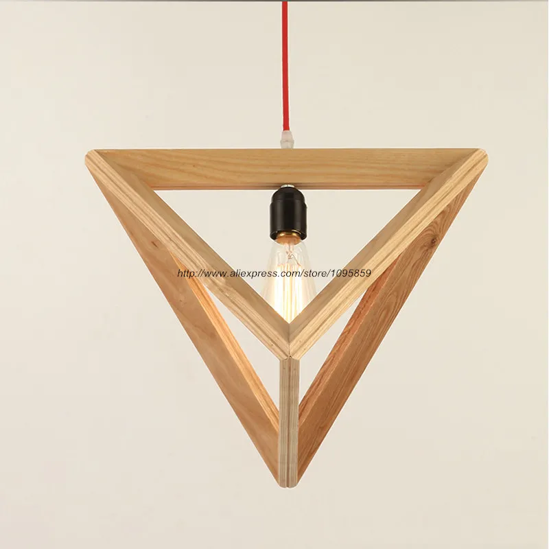 

Modern Wood Chandelier Lighting Triangle Shuttle Dining Room Restaurant Ceiling Hanging Lighting