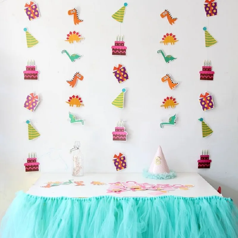

Kid's Birthday Party Decoration Cartoon Dinosaur Animal Party paper Banner Bunting Garland Baby Shower kids Boy Background Decor