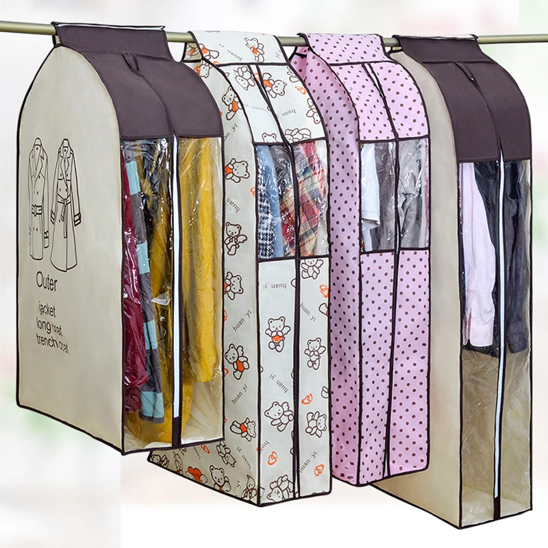 Funda de a prueba de polvo para abrigo, Protector de tela, bolsa de almacenamiento para el hogar, bolsas organizadoras, color Beige|Fundas de ropa| AliExpress