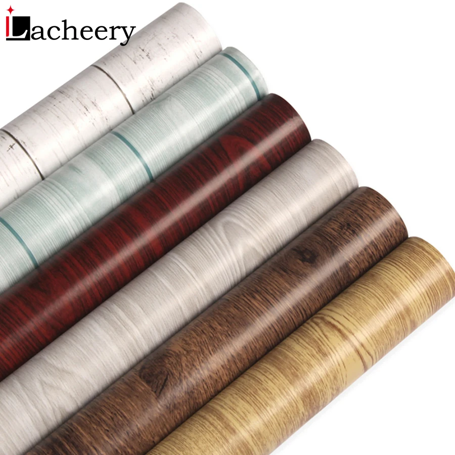 

2019 New Wood Grain DIY Decorative Wallpaper Vinyl Self Adhesive Wall Stickers Kitchen Cabinet Waterproof Film Room Decoration