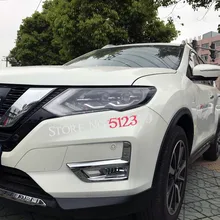 Interior Accessories 2pcs Chrome Car Head Front Fog Light Decoration Lamp Cover Trim Car-Styling for Nissan Rogue X-Trail 2017