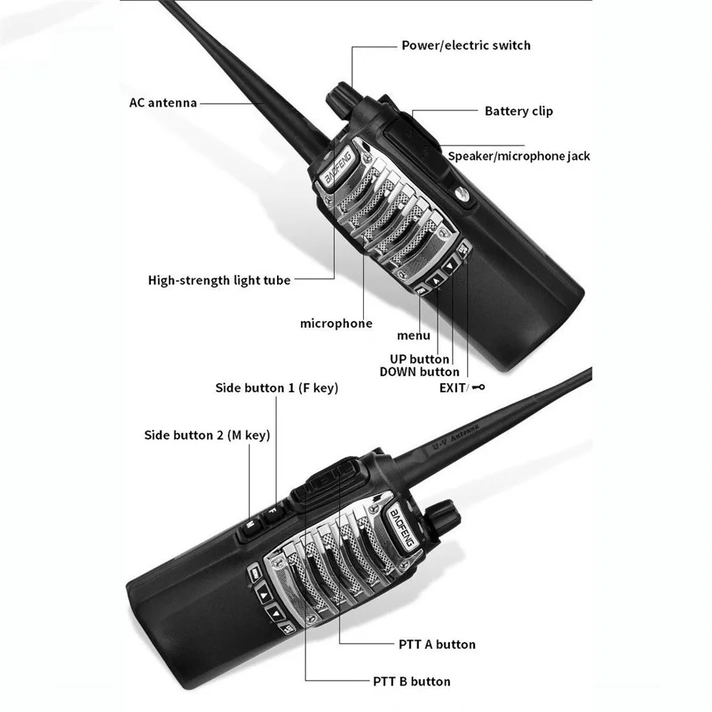 Baofeng General UV 8D Walkie talkie 8 Вт Высокая мощность двойной Запуск ключа 5 15 км связь