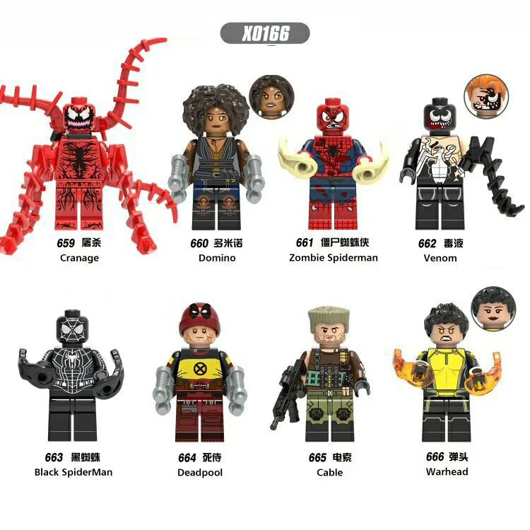 

X0247 AvengersING Marvel anime LegoING compatible Super hero Spidermaning Domino venom Deadpooling warhead Building Blocks model