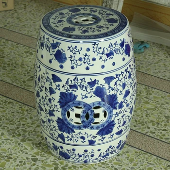 

Blue And White Jingdezhen ceramic Antique home drum porcelain garden stool Glazed hand painted round chinese antique drum stool