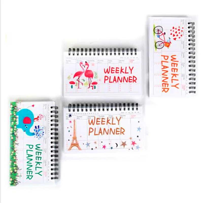 

Brand New Weekly Daily Planner Notebook Cartoon Flamingo Elephant Printing Agenda Organizer School & Office Stationery
