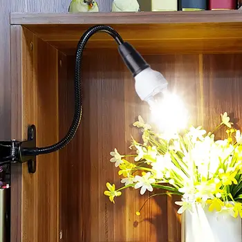 

360 Degrees Flexible Lamp Holder Clip E27 Base Led Table Desk Lamp Book Lights Holder With On Off Switch Feet Plugs