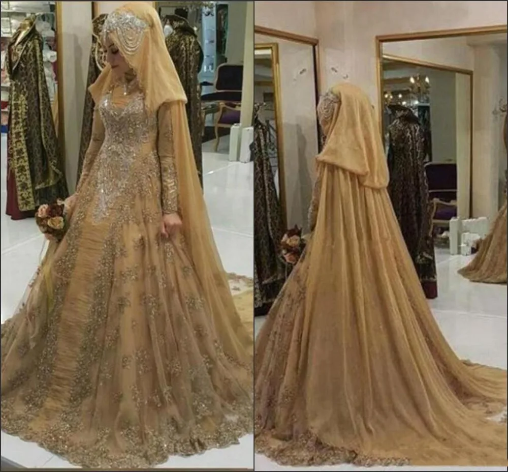 high-neck-long-sleeve-muslim-evening-dresses-2018-new-gold-arabic-dubai-pageant-party-gowns-vintage-lace-with-appliques-ba9064