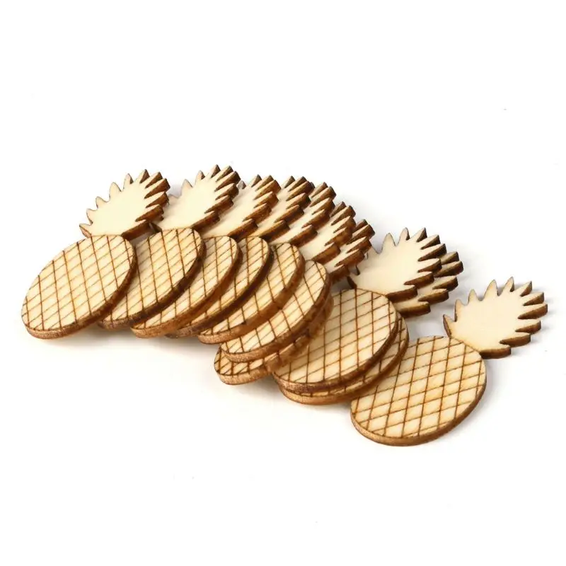 10pcs Pineapple Wooden Slices Crafts DIY For Handmade Scrapbook Home Decoration Ornaments Embellishment