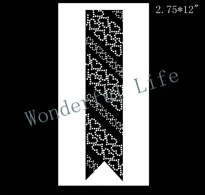 

hot fix rhinestones motif iron on staggered heart cheer bow strip 2.75" x 12" rhinestone Iron On bling transfer