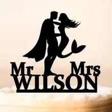 Пользовательские акриловые корабль капитан и Русалка Свадебный Торт Топперы пары Жених невесты обручение прием гостей в доме невесты украшения