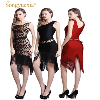 

2017 New Latin Tassels Fund Dress Adult Women's Dance Clothing New Pattern Practice Dance Skirt Lading Dance Show costumes