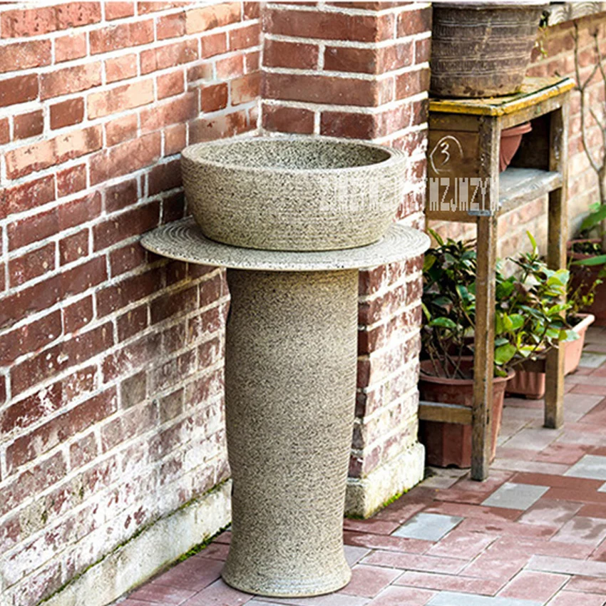 

LP169 High-quality Ceramic Washbasin Creative Vertical Basin Integrated Floor Type Basin Bathroom Outdoor Balcony Washbasin 12L