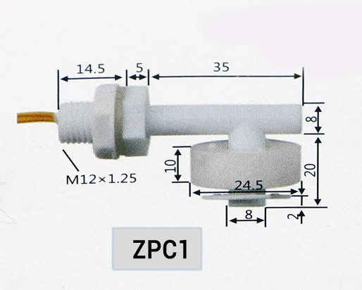 1 шт./лот M12 поплавковый выключатель с боковым креплением регулятор уровня воды 100 в 220 В ZPC1