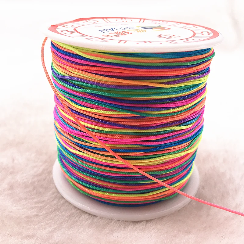 100M/Roll 0.8mm Colorful Nylon Cord Thread Chinese Knot Macrame Cord Bracelet Braided String DIY Tassels Beading Thread - Цвет: Colorful
