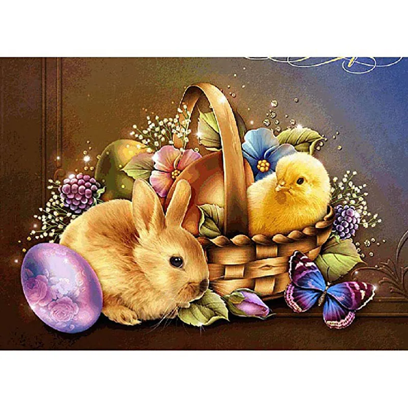 Daimond-Painting-Cross-Stitch-Animal-Easter-rabbit-Home-Decor-Full-Square-Drill-Rhinestones-Mosaic-Crystal-Diamond