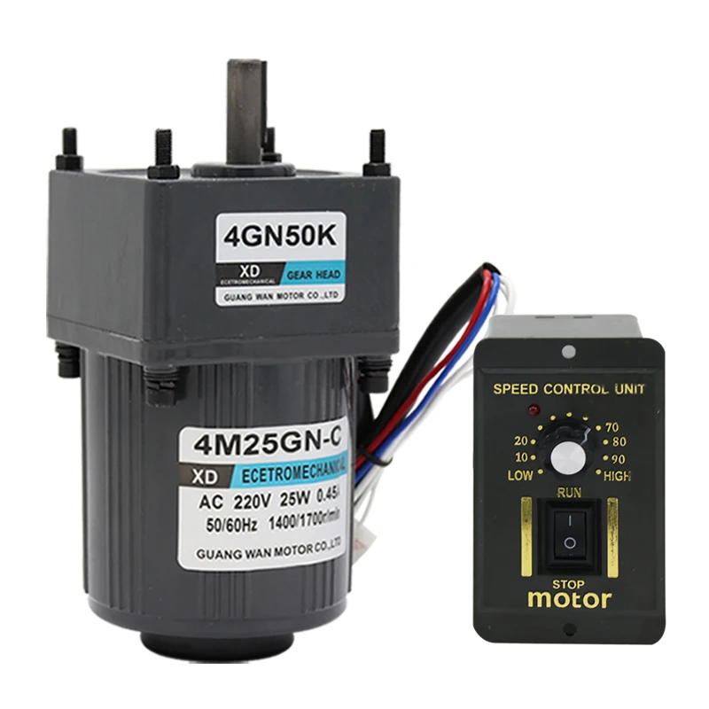 Обычный 220V AC мотор редуктор 25W Микро контроль скорости маленький двигатель
