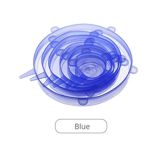KONCO 6 шт. силиконовые эластичные крышки УНИВЕРСАЛЬНЫЕ СИЛИКОНОВЫЕ пищевые обертывания миска Крышка для кастрюли силиконовая крышка для кастрюли кулинарные кухонные принадлежности - Цвет: blue