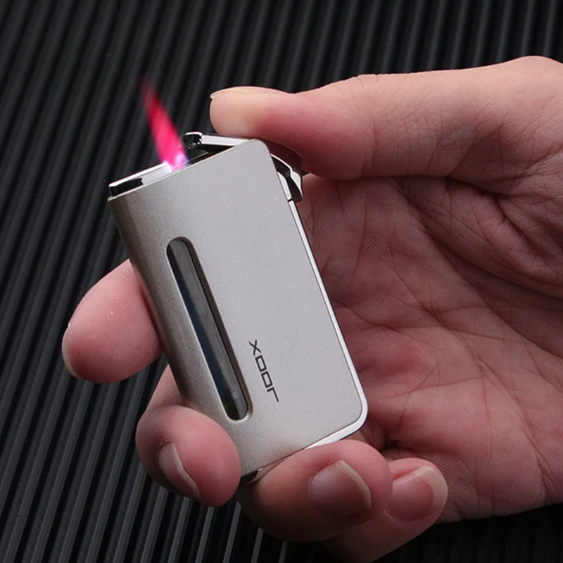 

Bussiness Torch Lighter Ultra Thin Turbo Free Fire Jet Butane Cigar Lighter 1300 C Windproof Pipe Lighter Gas Window