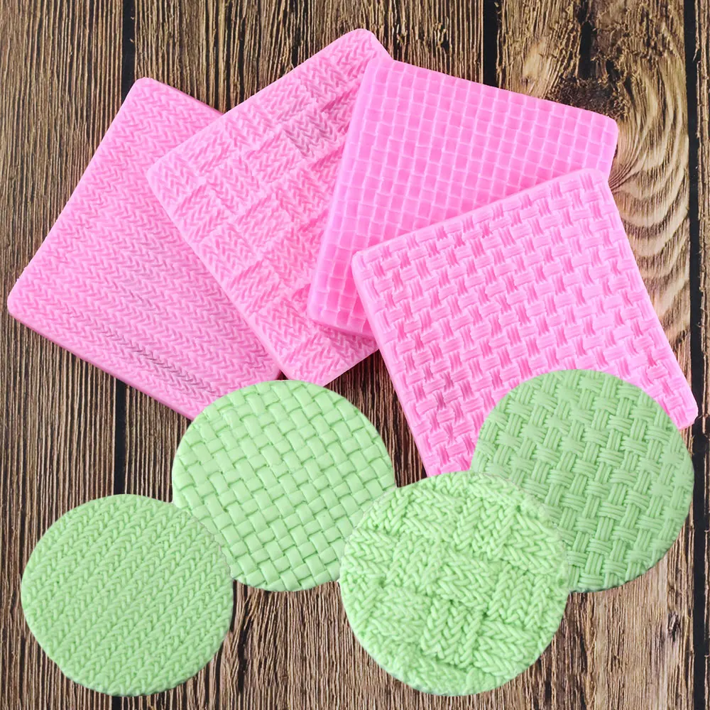 

Knitting Wool Lace Pattern Fondant Silicone Molds Knit Printing Pad Texture Template Cake Decorating Kitchen Baking Tools