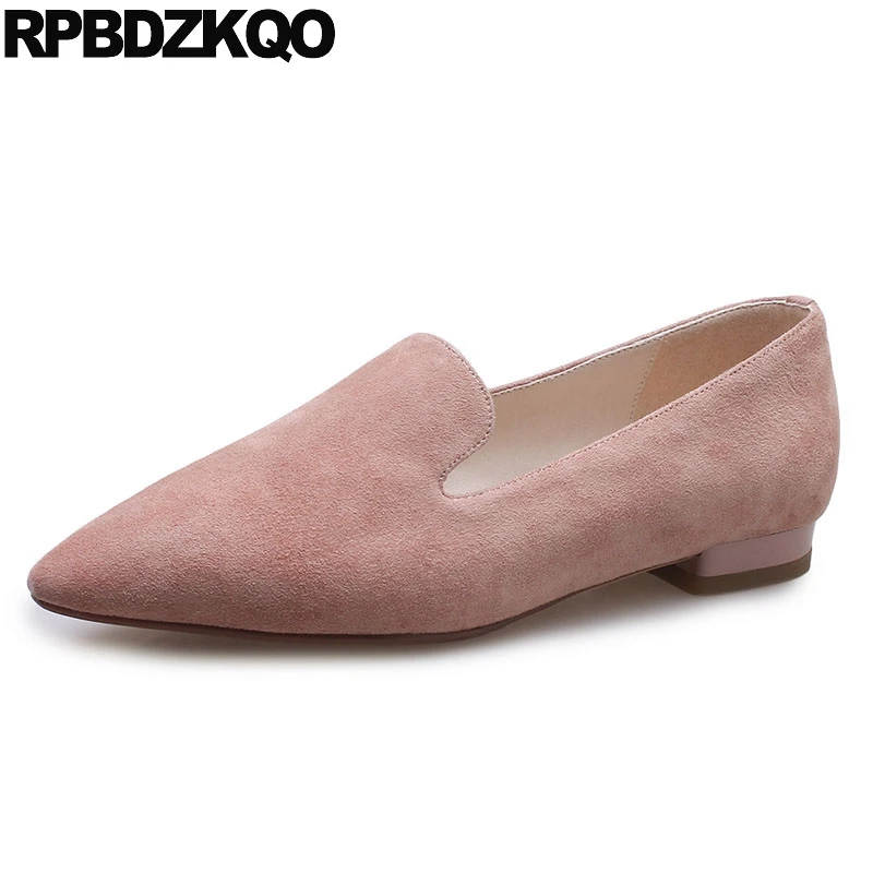 

Soft Ballet Flats Women Pink Loafers Work Drop Shipping Suede Pointed Toe Slip On Black Ladies Shoes 2018 Designer Spring Autumn
