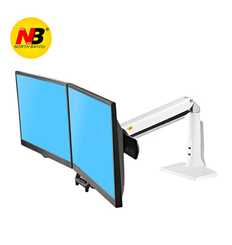 NB F27 Full Motion 22-27 дюймов двойной экран монитор держатель Длинная рука Настольный двойной монитор крепление поддержка с USB3.0