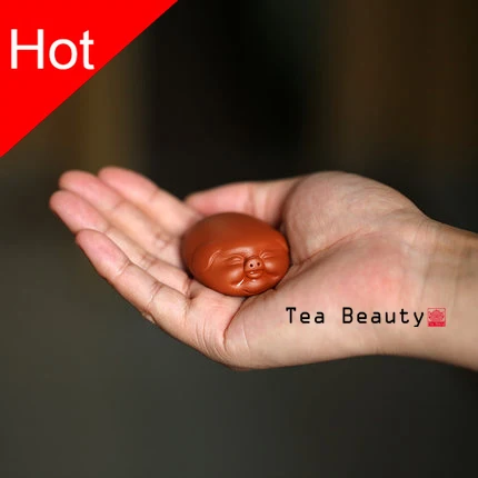 Big Sale Tea Beauty Chinese yixing Purple Clay cinnabar Drawing tea set Pig Fortune Home Decoration