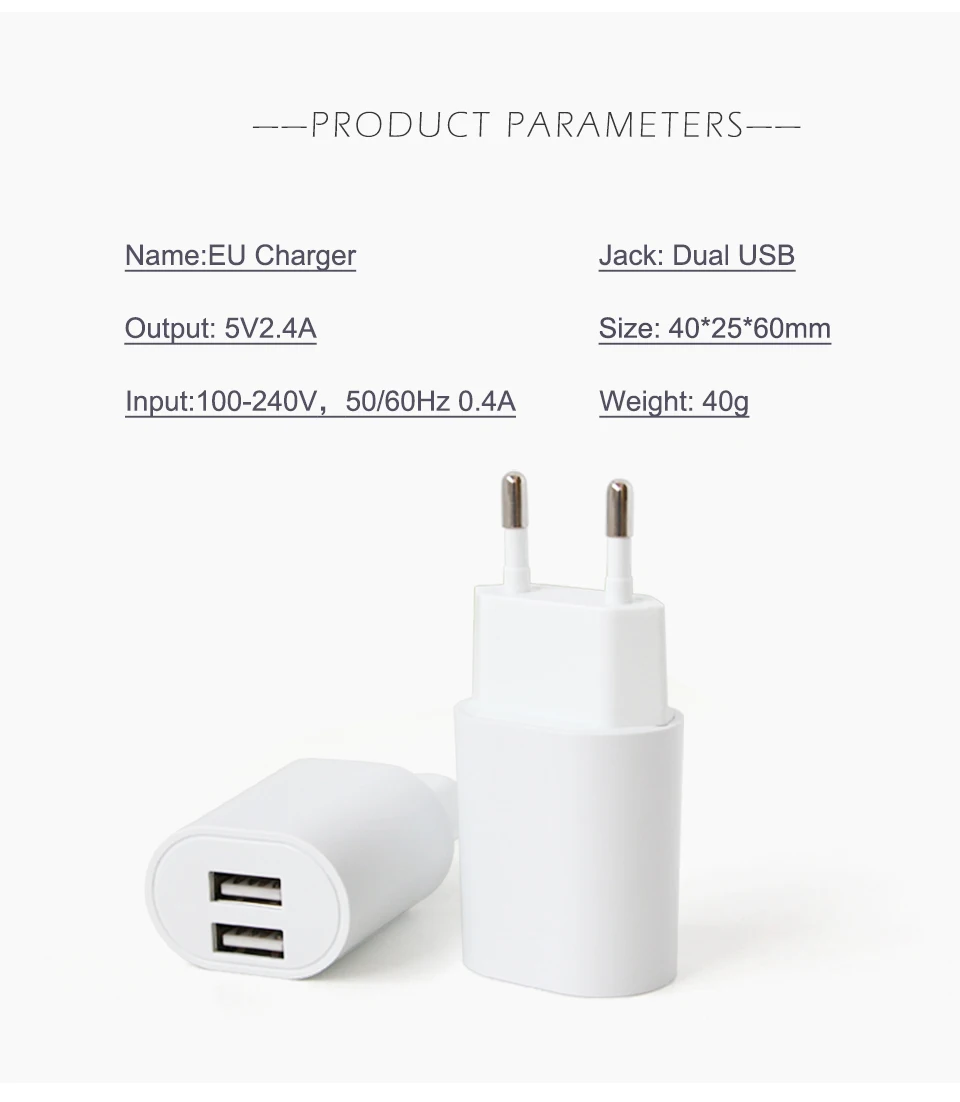 1PC EU Adapter Plug 5V2.4A Dual USB Charger For Smart Mobile Phone ACDC Adaptor Travel in Italy Switzerland Brazil France (9)