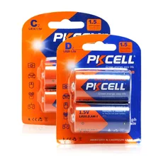 4 ячейки/2 карты PKCELL 1,5 В щелочная батарея 2 ячейки LR14 C размер+ 2 ячейки LR20 D размер неперезаряжаемая батарея