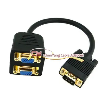 

RGB VGA SVGA Male to 2 VGA HD 15 Female Splitter Adapter Extension Cable Black