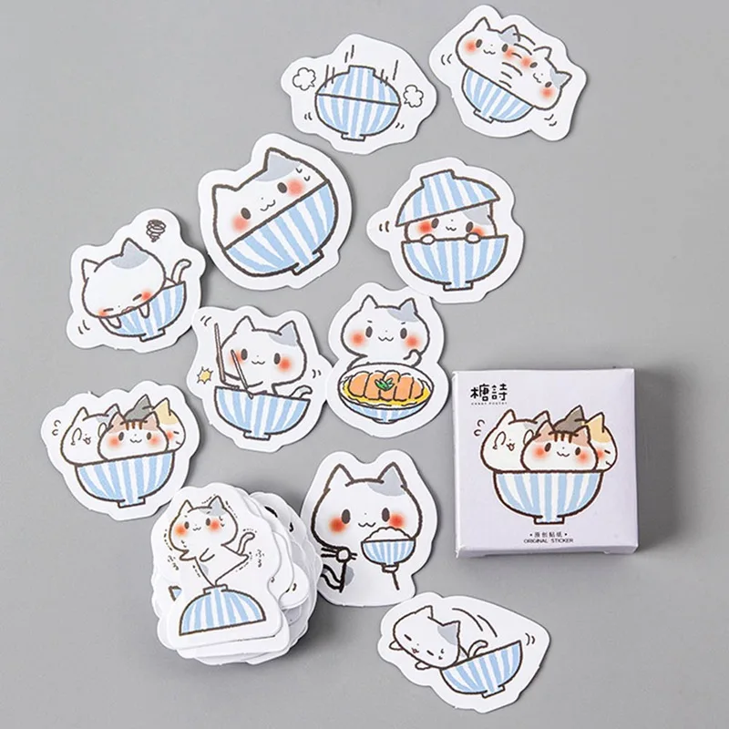 

56Pcs/lot Cute Kawaii Cat Paper Decorative Adhesive Stickers Cartoon DIY For Diary Ablum Decoration Scrapbooking Stickers