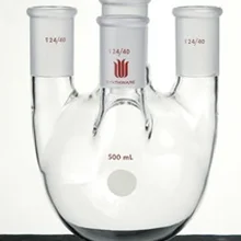 F219140 фляга, круглое дно, 4 высокий ворот, вертикальный, Ёмкость: 100 мл, центр шарнира: 19/22, бортовое Соединение: 14/20