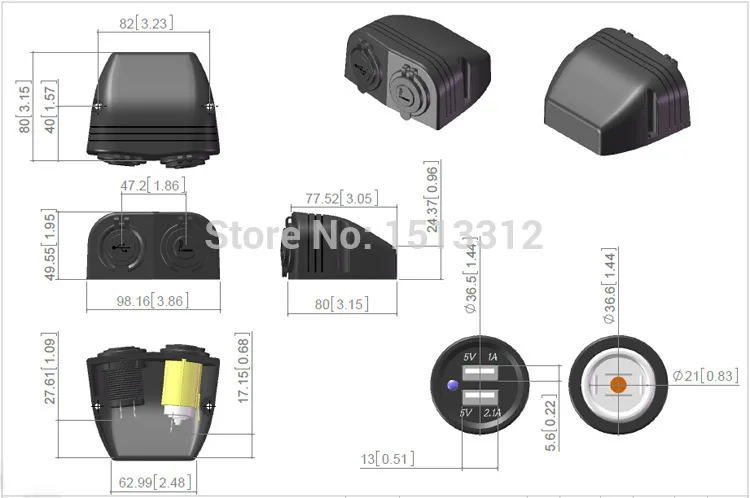 DIY водостойкий мульти-функциональный автомобиль Dual USB адаптер Зарядное устройство гнездо для автомобильного прикуривателя(12~ 24 V