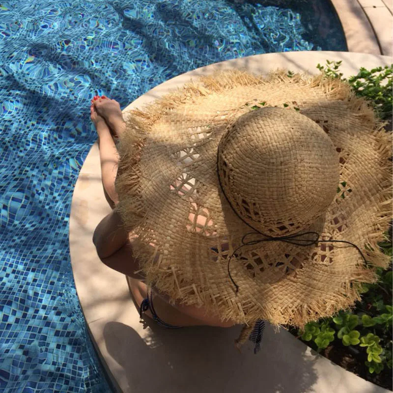 Women Large Brim Hollow Lafite Female Straw Hat Summer Ladies Sunshade Beach Cap Fashion Casual Floppy Sun Hats Sombrero CP0193 (5)