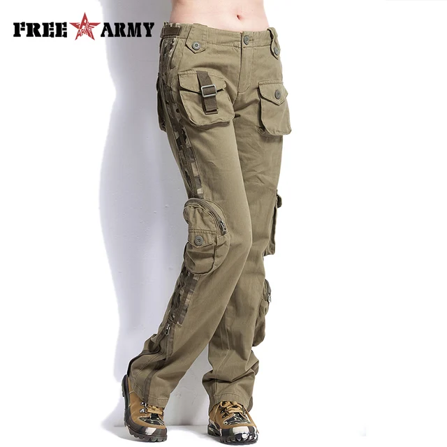 FREEARMY Plus Size Womens Pants Casual Khaki Mid Waist